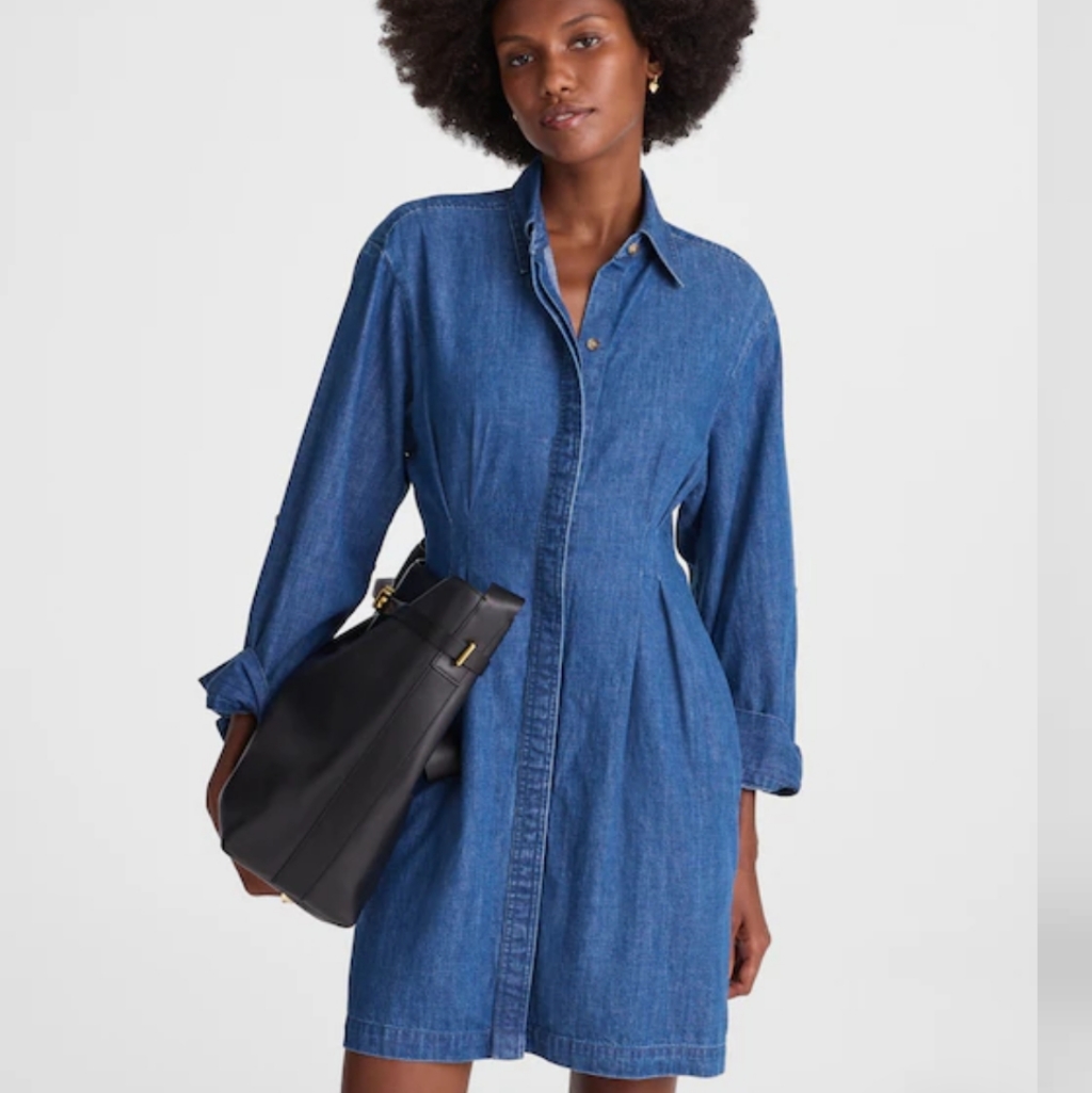 Madewell Denim Pleated Mini Shirtdress Nw521 Size 2 Nwt